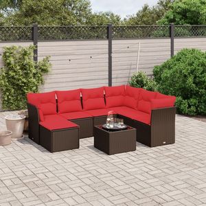 Juego de sofás de ratán sintético marrón para patio, 8 piezas, con cojines, sofás de jardín - Product Image 1