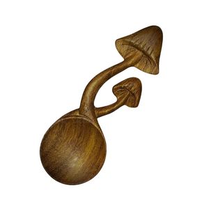 Cucharas de madera talladas a mano - Cucharitas de servir con diseño original - Cuchara de madera con forma de hongo - Cuchara exótica creativa con forma de corazón - Product Image 2