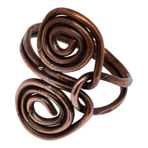 Unique Forged Copper Spiral Band Modern Bohemian Style Ring Vintage-Inspired Copper Swirl Ring - Product Image 4