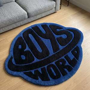 Alfombra de Lana Antideslizante con Diseño Geométrico, Hecha a Mano, para Niños, Color Azul, para Sala de Estar, Dormitorio o Habitación Infantil - Product Image 6