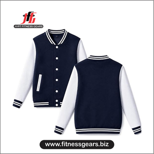 เสื้อแจ็คเก็ตวาร์ซิตี้แบบสั่งทำสำหรับผู้ชาย JUST FITNESS GEARS รุ่นรักษ์โลก สีแดงดำ ปักลายด้านหน้า สวมใส่สบายๆ ในฤดูหนาว ผลิตจากโพลีเอสเตอร์ - Product Image 1