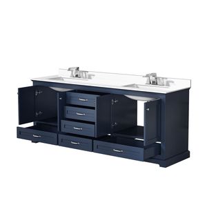 Blu navy 80 pollici. L X 22 Pollici Mobile Bagno Doppio con Top in Quarzo Bianco e Set Rubinetto per Vanità da Bagno - Product Image 5