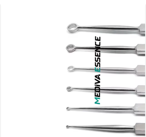 Ensemble d'instruments d'otologie en acier inoxydable : Curette auriculaire droite, instrument de grattage et forceps, outil chirurgical manuel ORL pour usage clinique et hospitalier - Product Image 1