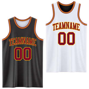 Ensemble de maillots de basket-ball personnalisés réversibles sans manches à col en V, imprimés par transfert thermique, en polyester, pour équipes scolaires et clubs - Product Image 2