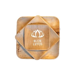 Assiette Traditionnelle en Palmier Écologique Réutilisable Lotus Bleu – Meilleure Vente |   Assiette en feuille de palmier d'arec 100% naturelle et biodégradable pour les voyages - Product Image 1