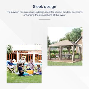 Gazebo da Esterno 3x4m con Tenda e 6 Pareti Laterali Rimovibili, Struttura in Acciaio per Giardino, Prato, Cortile, Terrazza, Villa, Parco - Product Image 5