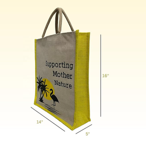 ถุงช้อปปิ้งผ้าปอกระเจาพร้อมที่จับผ้าฝ้ายพิมพ์ลายตัวอักษรเป็นมิตรกับสิ่งแวดล้อม - Product Image 1