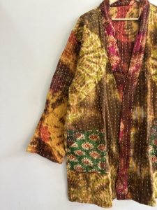 Quilted Kantha Jacket Handmade Vintage Kimono Jacket Boho Tie Dye Jacket - Product Image 3