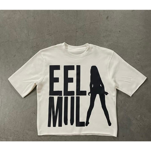 T-shirt graphique unisexe surdimensionné T-shirt Streetwear en coton pour homme en éponge recadrée personnalisé T-shirt graphique pour homme T-shirts du fabricant - Product Image 3