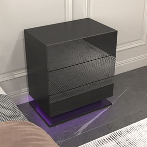 Comodino con Luci LED e 3 Cassetti Portaoggetti, Tavolino Moderno per Camera da Letto - Product Image 5