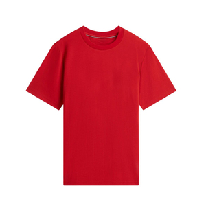 T-shirt à manches courtes pour homme, col rond, motif lettres rouges imprimé sur mesure, 100% coton tricoté, coupe classique, vintage, respirant, 300g - Product Image 6