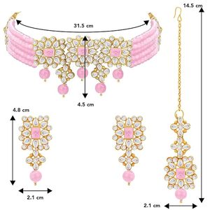 Conjunto de Joyas de Cristal Floral Rosa, Collar y Aretes Chapados en Oro de 22K, Estilo Romántico para Boda de Mujer - Product Image 3