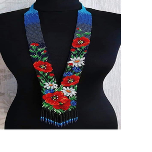 Collier en perles de verre fait main en coton, dernières tendances de la mode féminine, artisanat de broderie par HF Crafts - Product Image 5