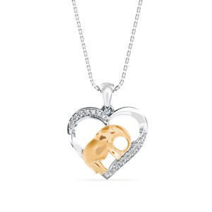 Un magnifique collier pendentif en argent 925 avec un éléphant à l'intérieur d'un cœur en moissanite, un cadeau d'anniversaire classique. - Product Image 1