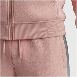Ensemble de survêtement unisexe rose à blocs de couleur, manches longues, capuche, fermeture éclair sur le devant, poches latérales, tenue décontractée d'automne, coupe classique - Product Image 5
