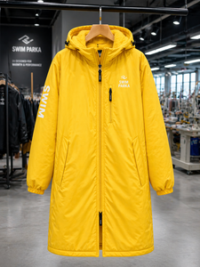 Luxury Swim Parka <b>Waterproof</b> Windproof Hooded <b>Changing</b> <b>Robe</b> Thick Fleece Lining Long Coat for Swimming Beach Outdoor Training - Product Image 6