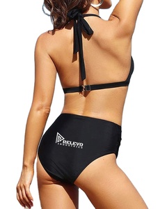 Ensemble de maillot de bain bikini pour femme, deux pièces élastique en tissu doux, col en V, bas taille haute sculptant, pour la plage et la piscine, idéal pour l'été, vente en gros - Product Image 2