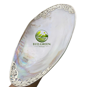 Bandeja Decorativa de Concha de Ostra con Perlas Naturales Hechas a Mano, con Borde Dorado, para Decoración de Hoteles, Villas y Hogares de Lujo - Product Image 4