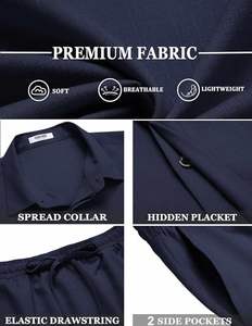 Conjuntos de Manga Corta para Hombre, 2 Piezas, Camisas de Verano con Botones y Pantalones Cortos con Bolsillos, Conjunto de Dos Piezas para Hombre - Product Image 6