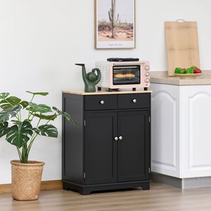 Armadio Buffet a credenza a 2 porte con ripiano regolabile e 2 cassetti per cucina Bar sala da pranzo o corridoio in nero - Product Image 2