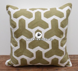 Luxury Wool Handmade Kashmiri Embroidery Wool Chain <b>Stitched</b> Cushion Cover For SofaCouch Living Room Hot Selling Product By ITHL - Product Image 5