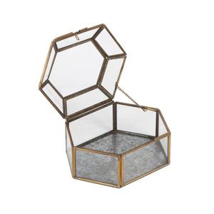 Organisateur de cosmétiques en verre transparent moderne de haute qualité avec métal laqué or, boîte de rangement pour maquillage, présentoir à bijoux, taille personnalisable - Product Image 1