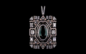 Colgante de Diamante Geométrico de Lujo Cultivado en Laboratorio con Centro de Aspecto Esmeralda |   Joyería nupcial de alta gama - Product Image 3