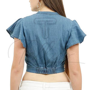 Crop top en jean de haute qualité pour femme, tendance et léger - Product Image 3