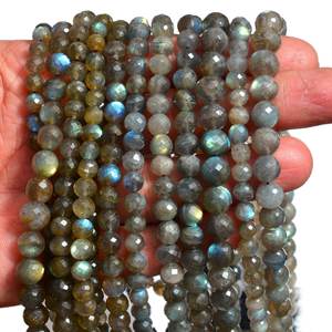 AAA+ Labradorite 5mm-10mm Round Faceted Beads Natural Blue <b>Fire</b> Labradorite Semiprecious Gemstone Loose Beads For Jewelry Making - Product Image 4