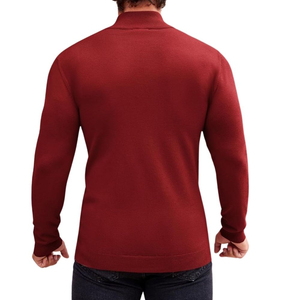 <b>Men's</b> Khaki Neck Pullover Custom Fitted Long Sleeve Sweatshirt Solid High Collar Casual Streetwear <b>Top</b> - Product Image 2
