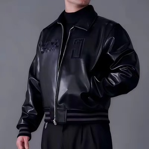 Blouson bomber en jean noir pour homme MANWA, col rabattu, fermeture éclair sur le devant, streetwear, coupe-vent, respirant, coupe régulière, court - Product Image 6