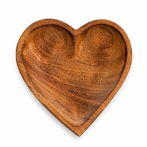 <b>Heart</b> Shaped Mango <b>Wooden</b> Serving Platter Decorative Tray with Finish Handmade <b>Wooden</b> Snack Serving Plate for Restaurant Decor - Product Image 1