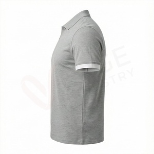Chemise décontractée pour homme en piqué 100 % polyester bleu marine à manches courtes, respirante, infroissable, coupe classique, design tricoté uni - Product Image 3