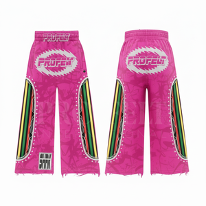 Pantalon cargo baggy streetwear hip-hop stylé, à rayures multiples, ourlet déchiré, tendance, mode sportive, impression DTF - Product Image 3