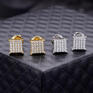 Luxury 925 <b>Sterling</b> <b>Silver</b> Moissanite Diamond Rectangular <b>Stud</b> <b>Earrings</b> With Brilliant Stone Face For Wholesale Buyers - Product Image 1