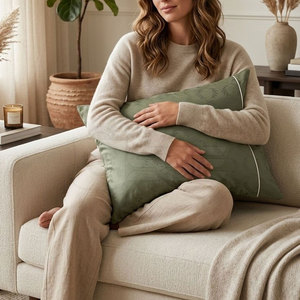 Housses de coussin carrées teintes de haute qualité en tissu polyester-coton écologique, couture durable, tailles et couleurs personnalisées pour la literie domestique - Product Image 6