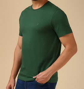 Camiseta de Algodón Lisa para Hombre con Logotipo Personalizado OEM, Corte Regular, Suave, Transpirable, Ecológica, Cuello Redondo, Ropa Casual de Primera Calidad - Product Image 5