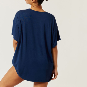 Super Soft 100% Cotton Stretchy Lightweight Casual Short Sleeve Quick Dry Summer Women's <b>Sleep</b> <b>T</b>-<b>Shirt</b> with Custom Logo - Product Image 5