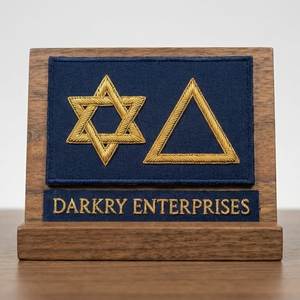 Parche Triangular Bordado a Mano con Hilo de Oro, Estrella de David, Insignia Masónica Personalizada, Tela Azul - Product Image 1