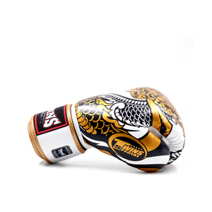 Guantes de Boxeo Twins con Estampado Dorado, Cuero Vacuno Genuino de Alta Calidad, Logotipo Personalizado, para Boxeo, Sparring y Muay Thai - Product Image 3