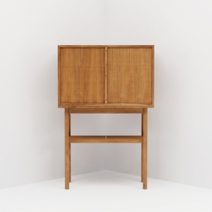 Hospitality Storage Cabinet using Teak Wood with Woven Rattan Door Drawers Open <b>Shelf</b> for Hotel Resort Villa Restaurant Projects - Product Image 6