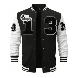 Veste de baseball Varsity personnalisée OEM avec broderie en chenille, corps en laine et manches en cuir pour hommes - Product Image 1