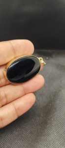 Collier plaqué or avec pendentif en onyx noir naturel serti, formes ovales, bijoux tendance avec breloques en laiton pour femmes - Product Image 2