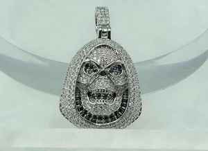 Colgante de Esqueleto en Plata 925 con Baño de Rodio e Incrustaciones de Diamantes Micro, para Hombre, Estilo Hiphop, Uso Diario - Product Image 2