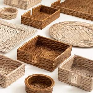 Panier de rangement en rotin tressé à la main boîte à papier pour voiture porte-serviettes en osier naturel paniers distributeurs carrés - Product Image 3