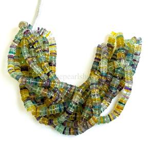 Cuentas facetadas de fluorita arcoíris natural en forma de disco de 5-6 mm, cuentas de piedras preciosas de fluorita multicolor en forma de disco para la fabricación de joyería. - Product Image 6