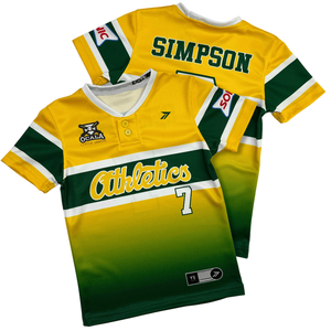 Two <b>Button</b> Baseball Jersey Men Adult Athletic Cut Breathable Polyester Custom Team Color Logo Low MOQ OEM Wholesale Factory - Product Image 3