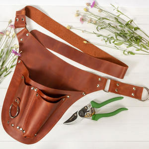 Cinturón de herramientas de cuero genuino resistente para floristería con correa de hebilla ajustable y múltiples compartimentos de almacenamiento en venta. - Product Image 5
