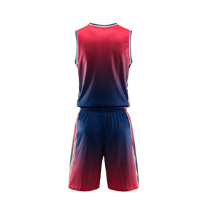 Conjunto de Uniforme de Baloncesto para Hombre, Degradado Rojo y Azul, Sin Mangas, Cuello en V, Jersey Deportivo de Secado Rápido y Pantalones Cortos, Uniforme de Baloncesto Femenino - Product Image 5