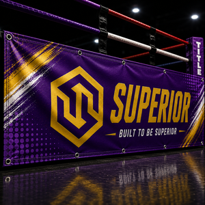 Superior international High Quality Personalized Boxing Ring Sponsor Display <b>Banner</b> with Durable Material Purple <b>Banner</b> - Product Image 3